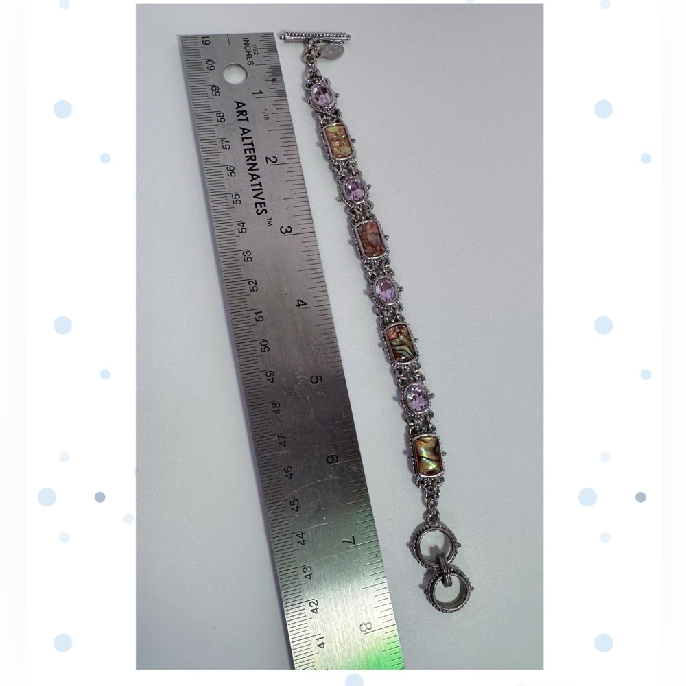 Cookie Lee Abalone Shell Rhinestone Bracelet - Picture 6 of 14
